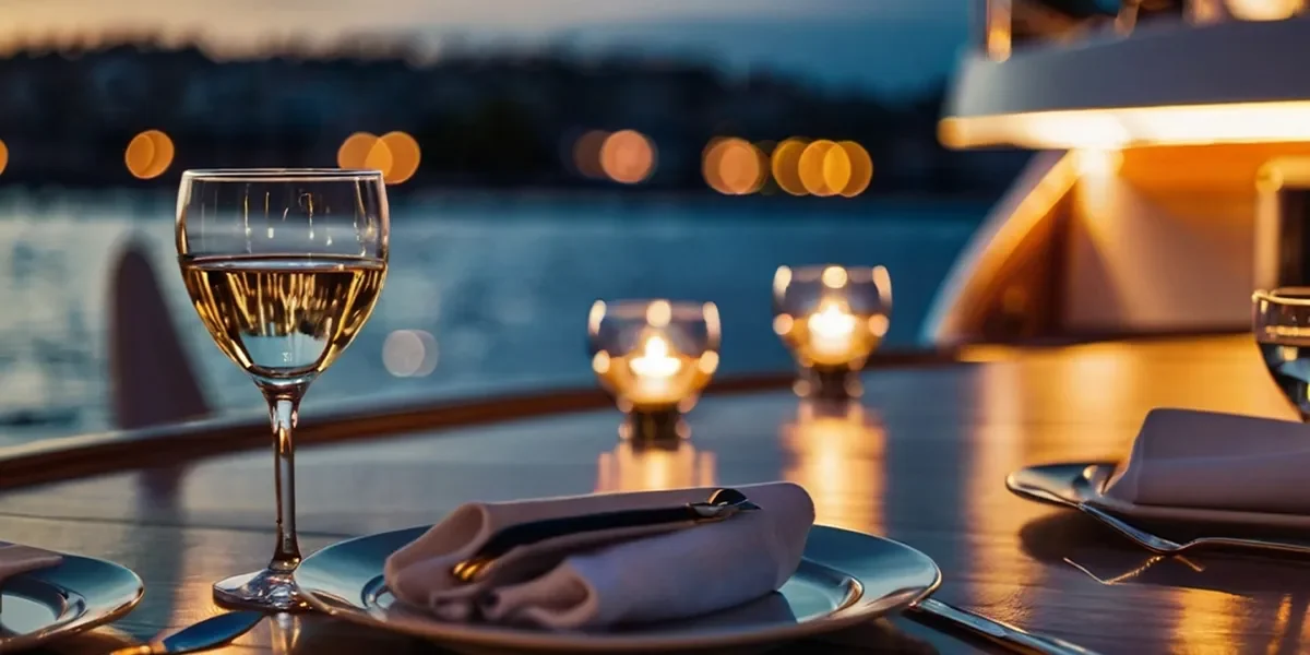 Evening-dinner-with-a-show-aboard-a-ship-at-sea